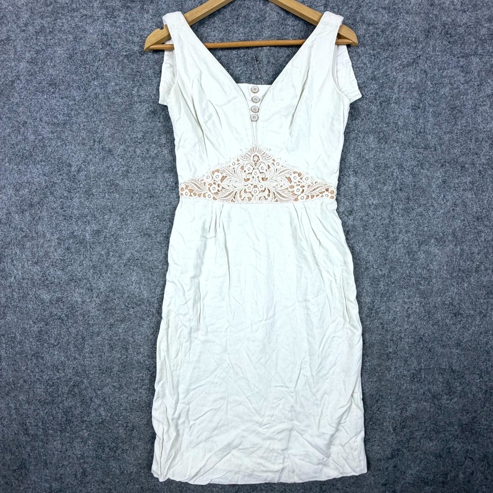 Vintage‎ Carol Craig Dress Womens White Pink Lace Classy Girly 60s Sexy Bridal